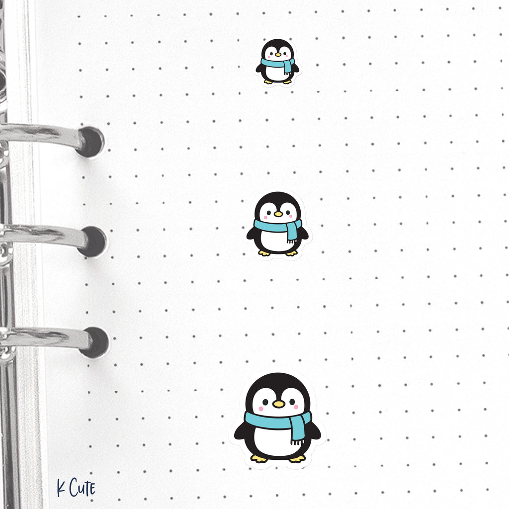 Kawaii Penguin with Scarf – Cute Winter Animal Stickers Small