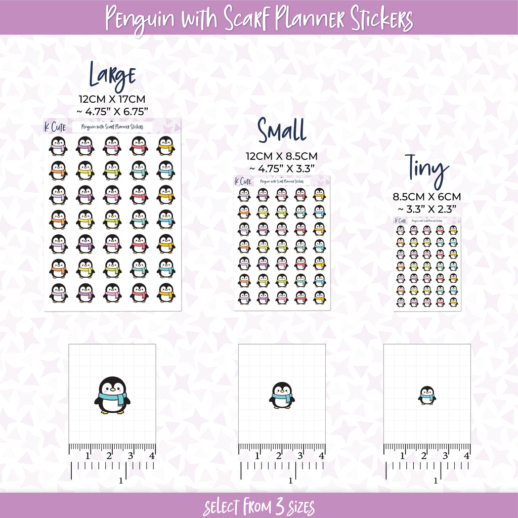 Kawaii Penguin with Scarf – Cute Winter Animal Stickers Small