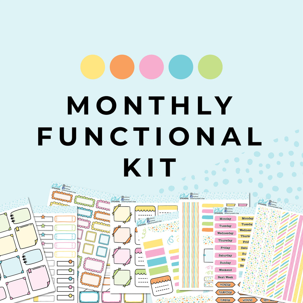 Monthly Functional Planner Sticker Kit - Pretty In Pastel - Planner Stickers - Kit 4805