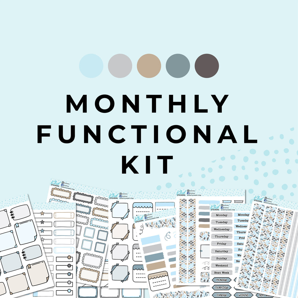 Monthly Functional Planner Sticker Kit - In The River - Planner Stickers - Kit 4809