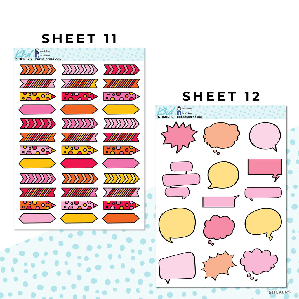 16 Sheets - Monthly Functional Planner Sticker Kit - Summer - Planner Stickers - Kit 4810