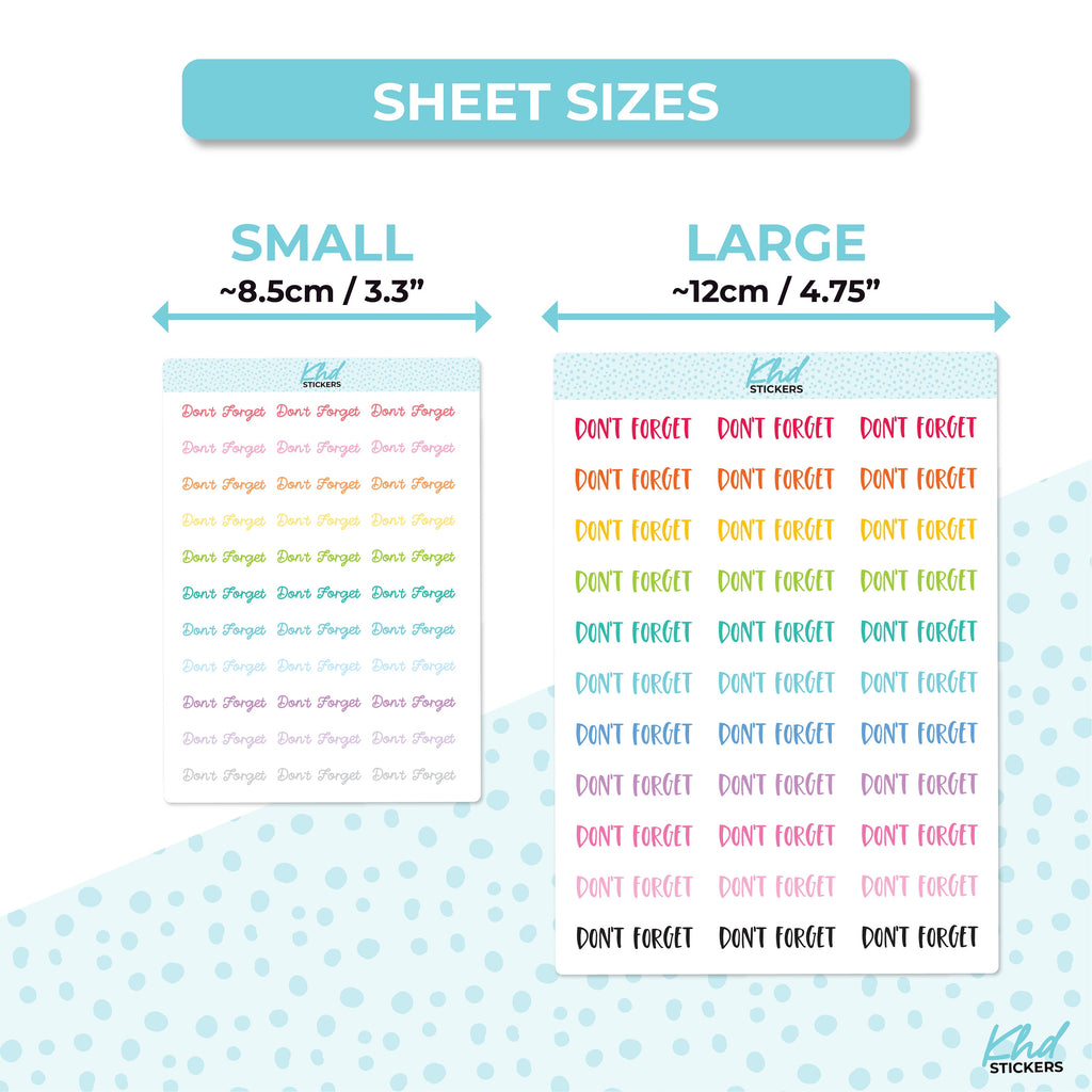 Don't Forget Script Planner Stickers