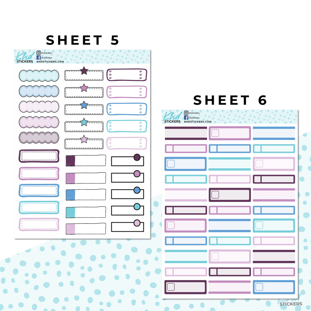 Monthly Functional Planner Sticker Kit - Purple & Blue - Planner Stickers - Kit 4804