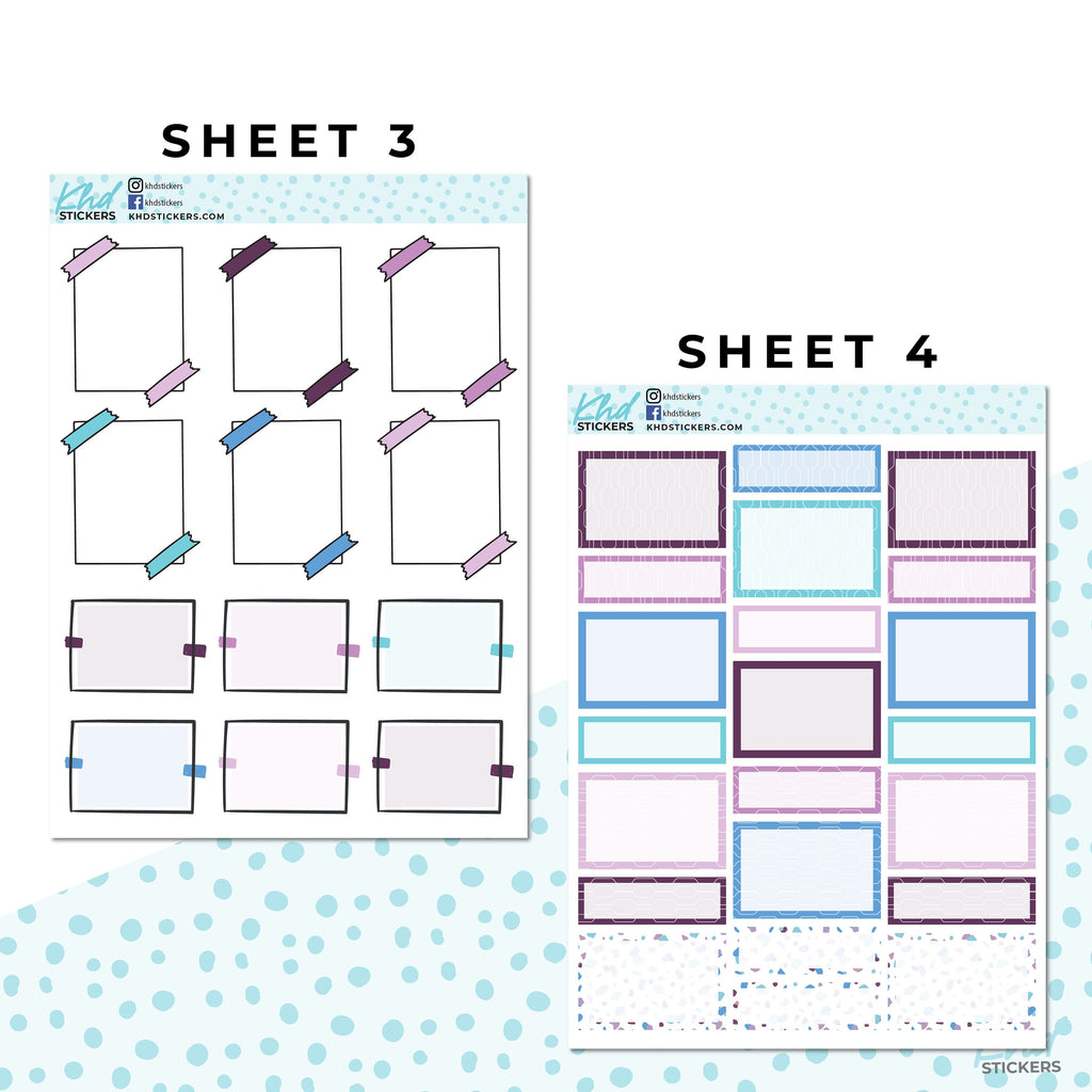 Monthly Functional Planner Sticker Kit - Purple & Blue - Planner Stickers - Kit 4804