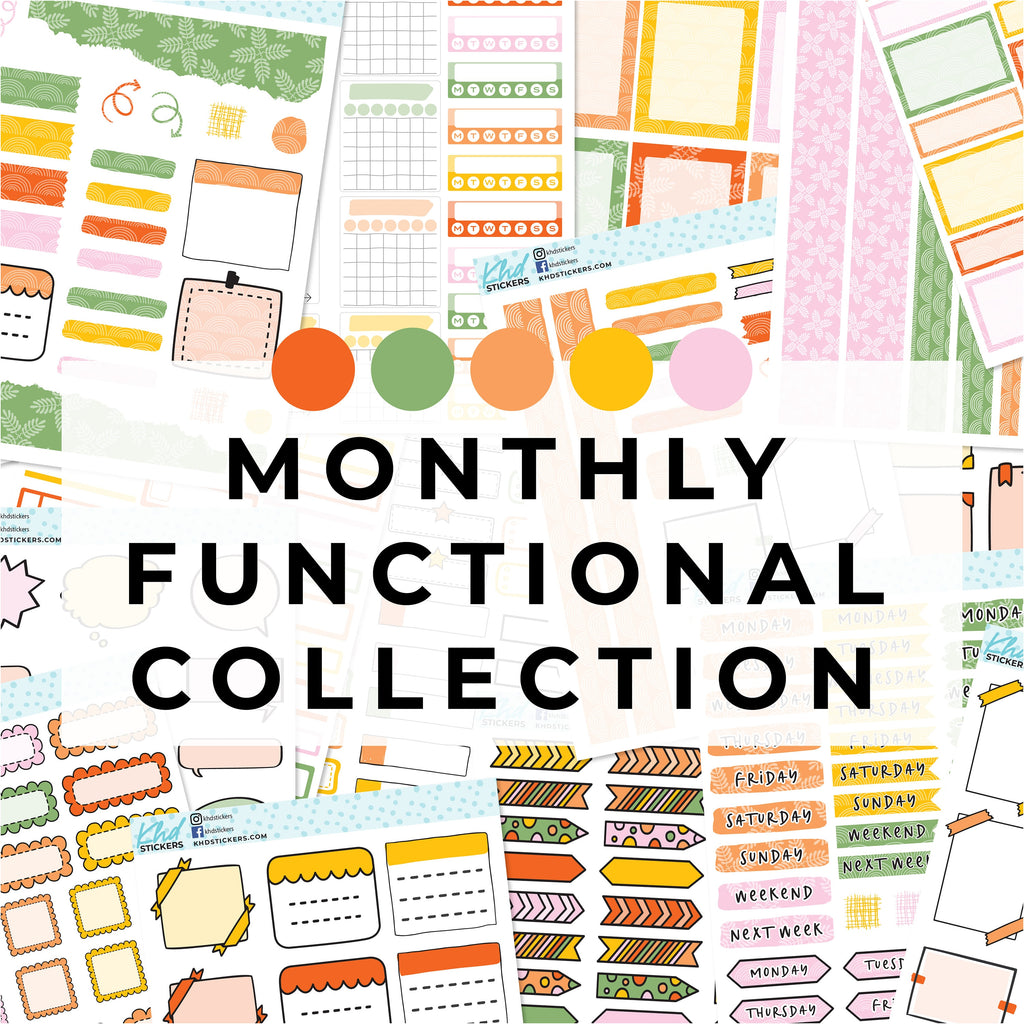 16 Sheets - Monthly Functional Planner Sticker Collection - Planner Stickers - Kit 4812