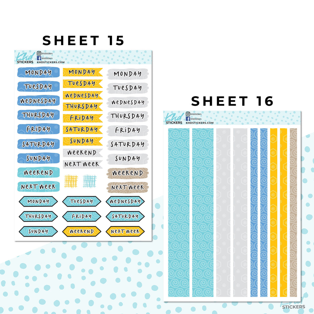 16 Sheets - Monthly Functional Planner Sticker Kit - Summer - Planner Stickers - Kit 4816