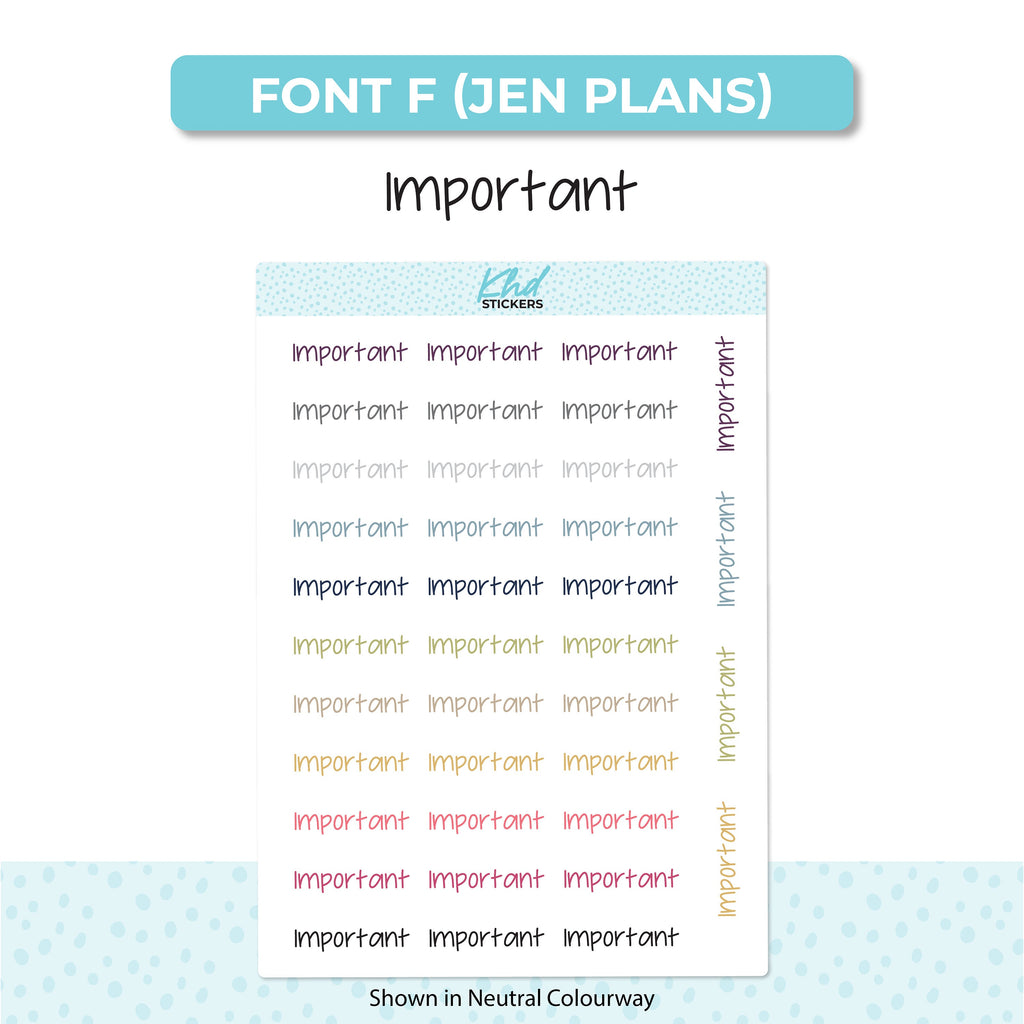 Important Script Planner Stickers