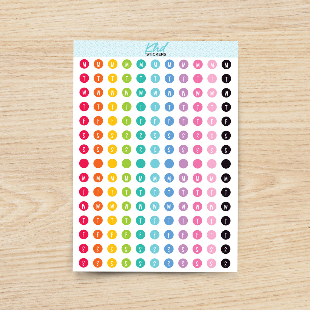 Days of the Week Tiny Circle Stickers