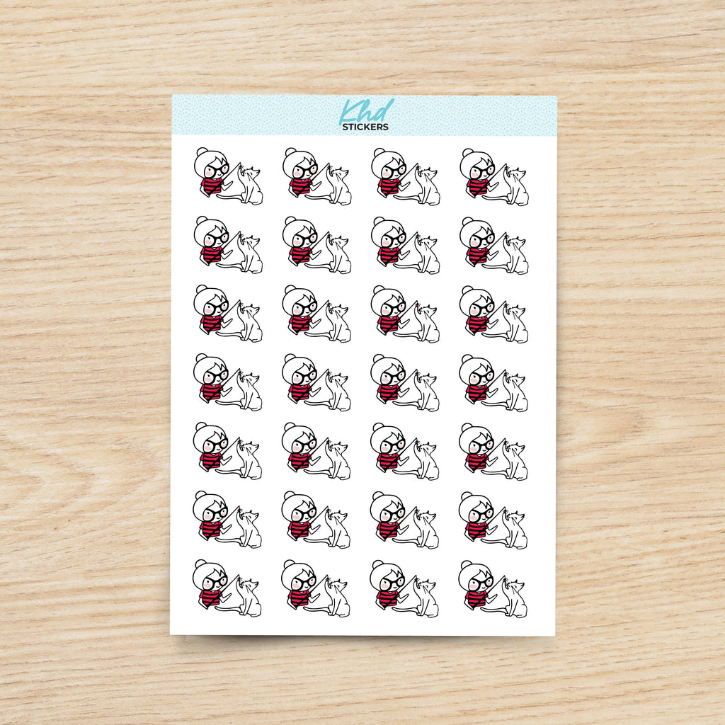 Planner Girl with Cat Planner Stickers