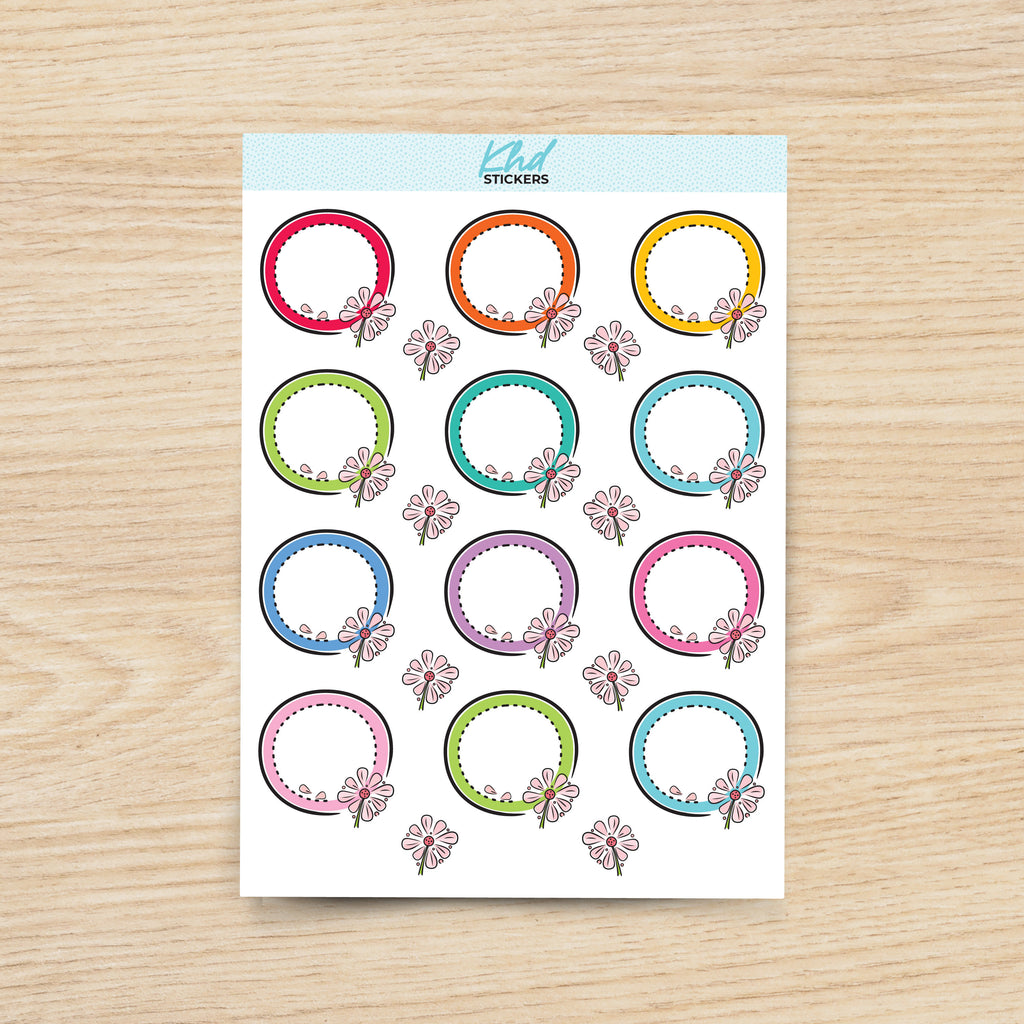 Doodle Circles Floral Appointment Stickers