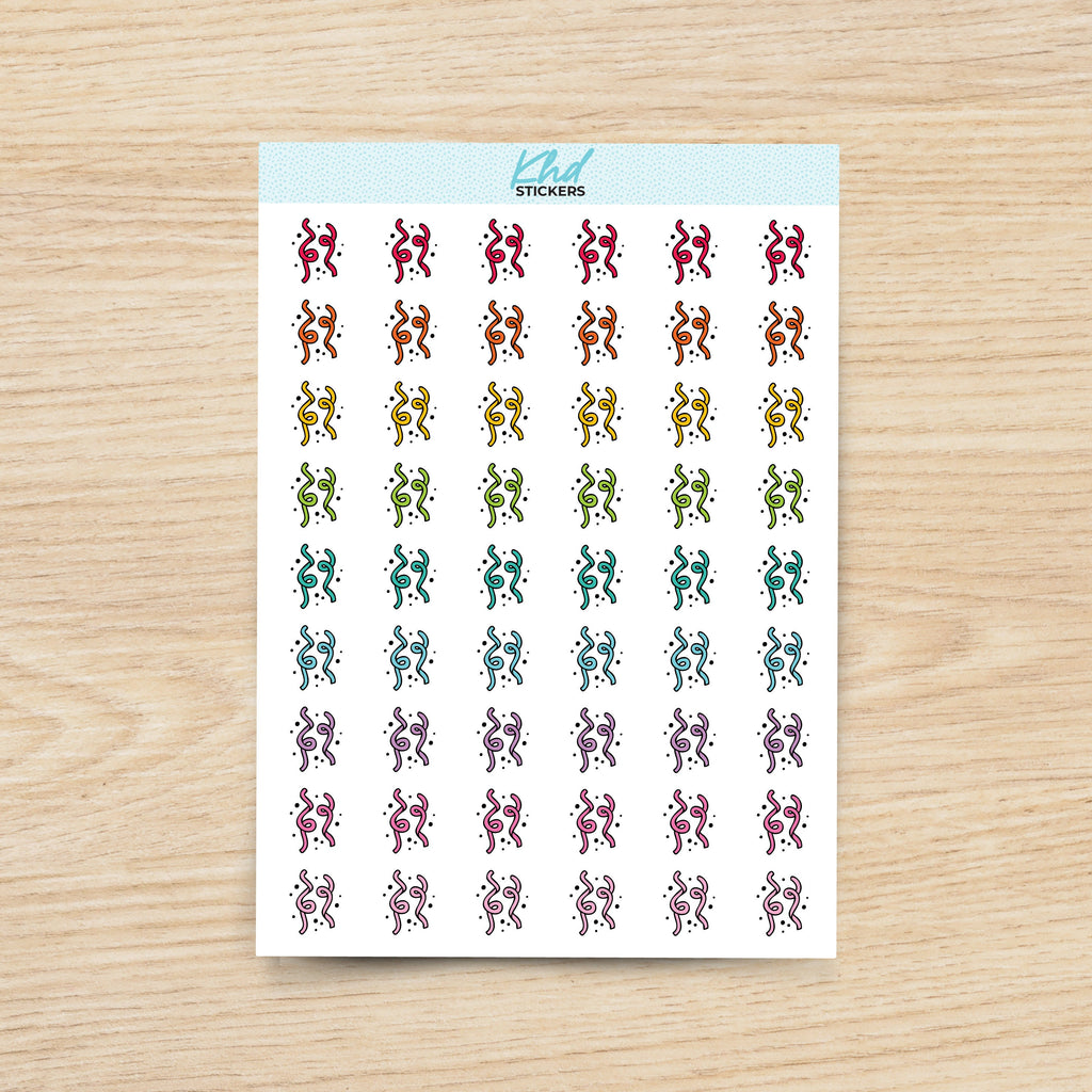 Party Streamers Planner Stickers
