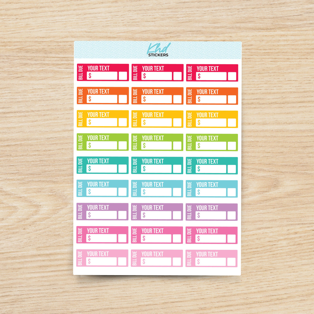 Design Your Own Bill Due Stickers