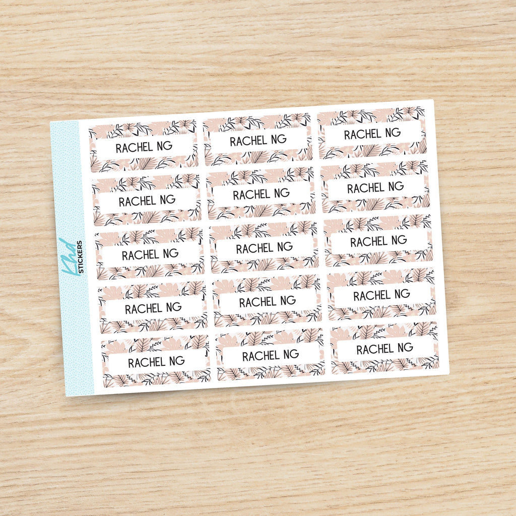 Floral Name Labels, Personalised Stickers for Everyone, Assorted Colours and Designs in Store