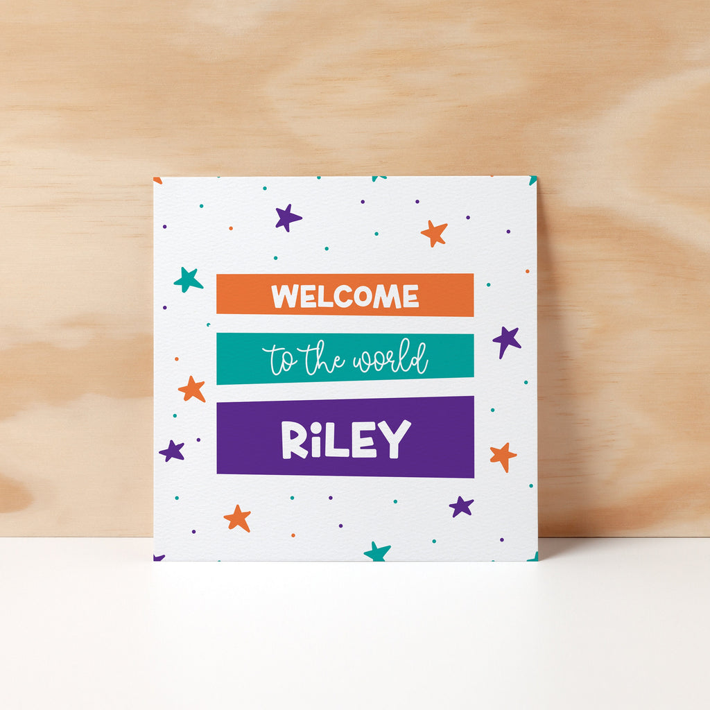 Personalised Welcome To The World, New Baby Greeting Card, Blue or Pink or Multi coloured, Customised - New Born Cards - Greeting Cards