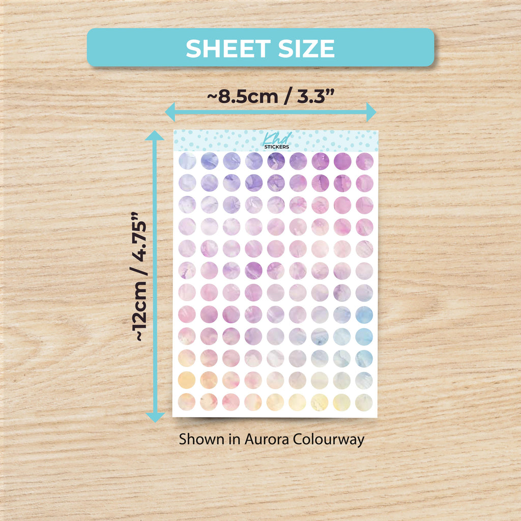 Medium Dots Planner Stickers, Watercolour Collection, Removable