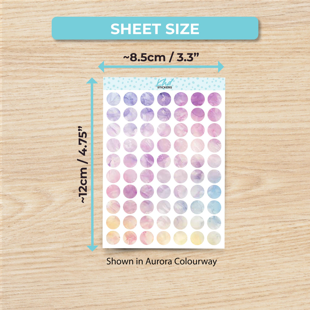 Large Dots Planner Stickers, Watercolour Collection, Removable