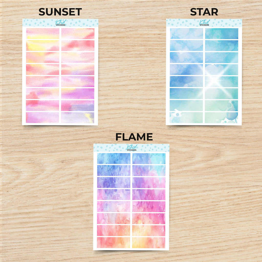 Watercolour Boxes Planner Stickers, Watercolour Collection, Removable