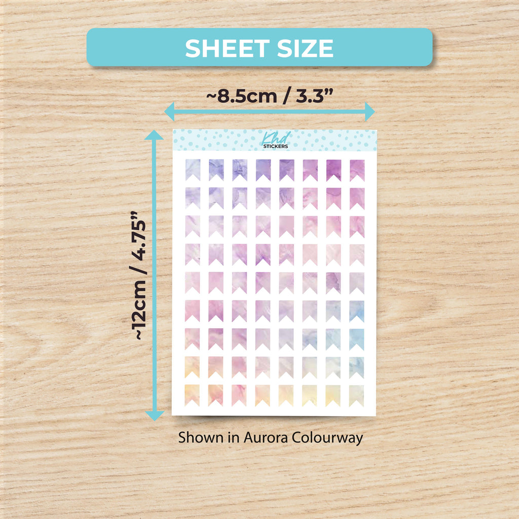 Watercolour Flags Planner Stickers, Watercolour Collection, Removable