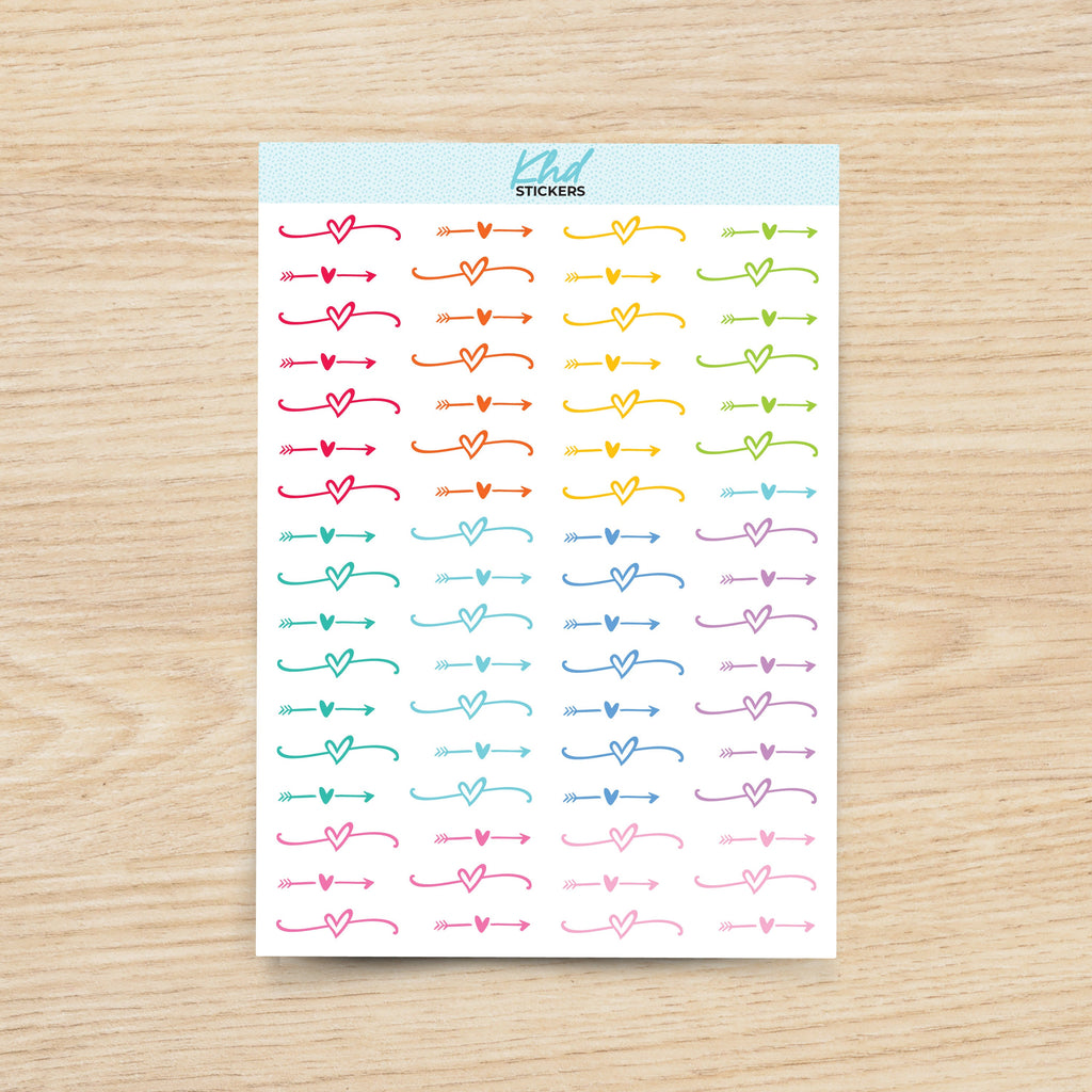 Colourful Heart Divider Stickers