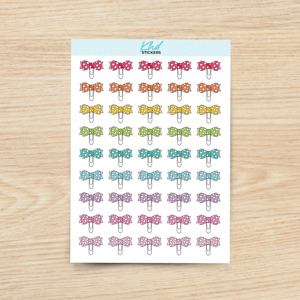 Bow Paper Clip Planner Stickers