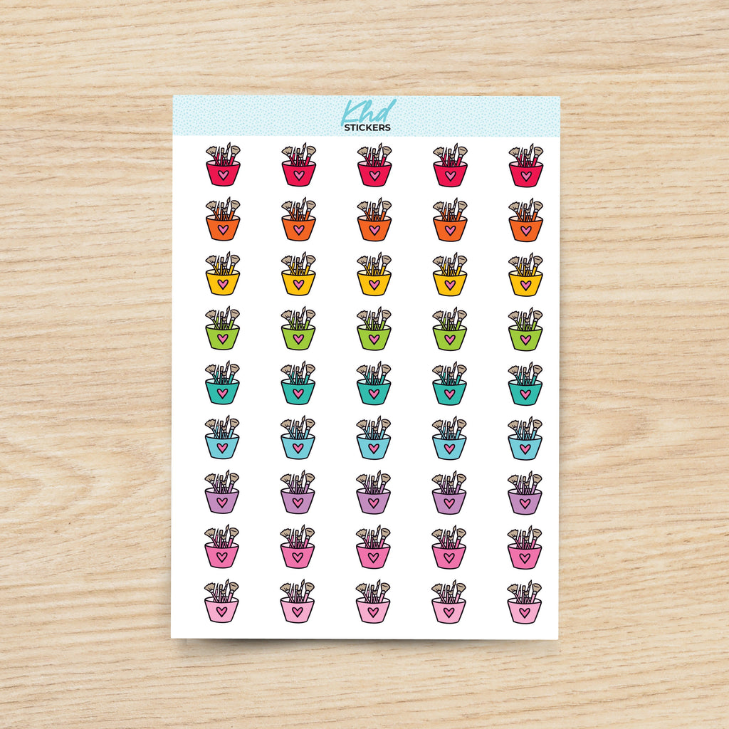 Art Brushes Icon Stickers - Planner Stickers - Removable