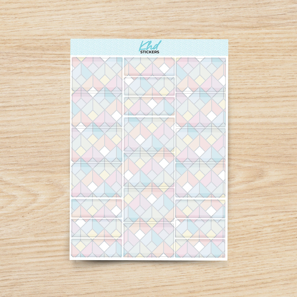 Pastel Patterned Half Boxes and Quarter Box Functional Stickers