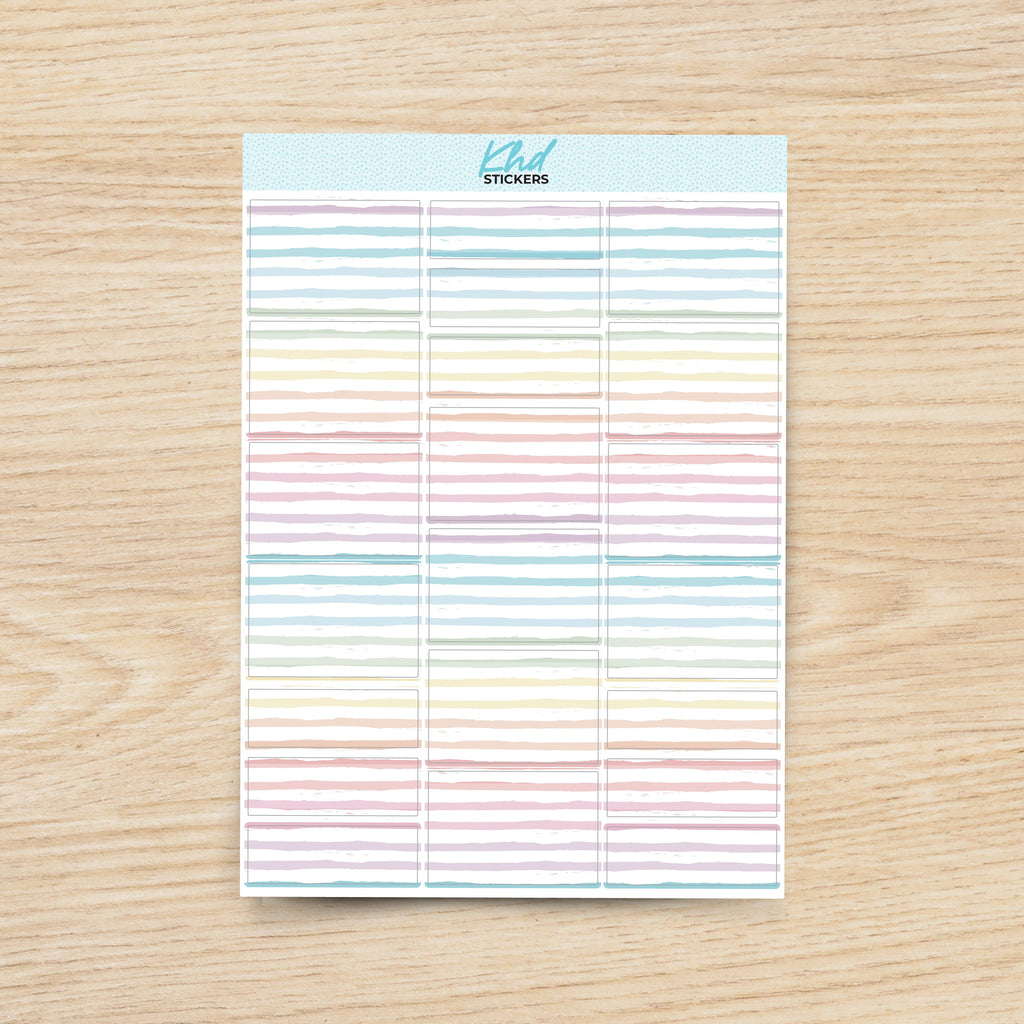 Pastel Watercolour Striped Half Boxes and Quarter Box Functional Stickers