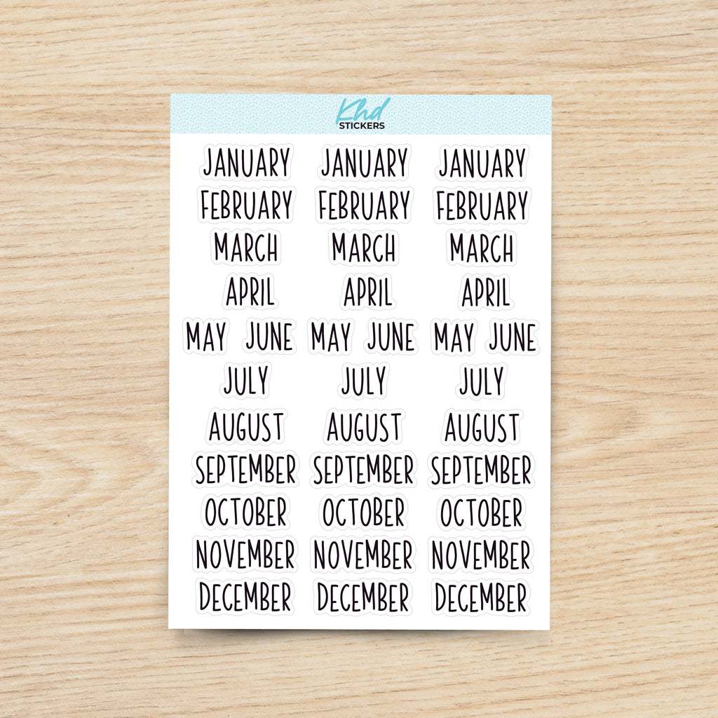 Mini Months of the Year Stickers