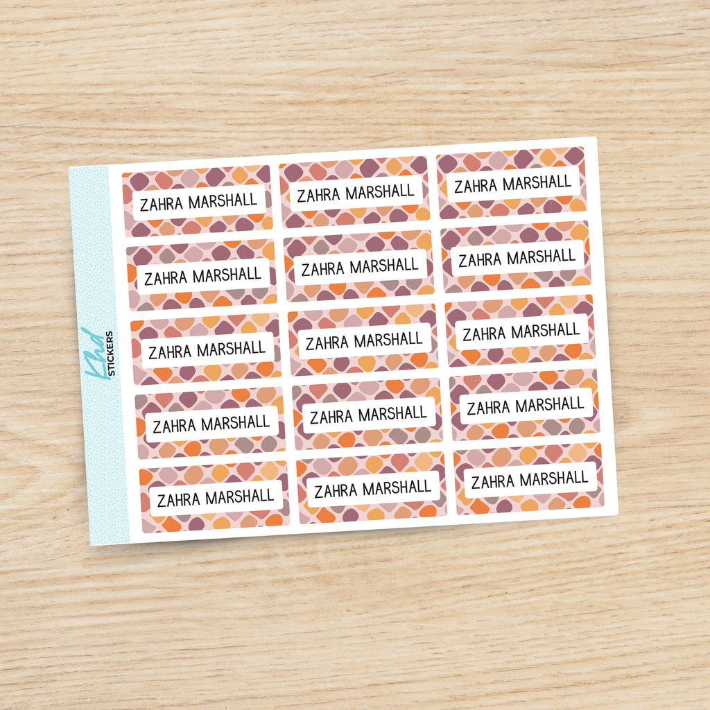 Pretty Patterned Name Labels, Personalised Stickers for Everyone, Assorted Colours and Designs in Store