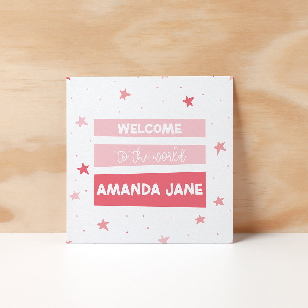 Personalised Welcome To The World, New Baby Greeting Card, Blue or Pink or Multi coloured, Customised - New Born Cards - Greeting Cards