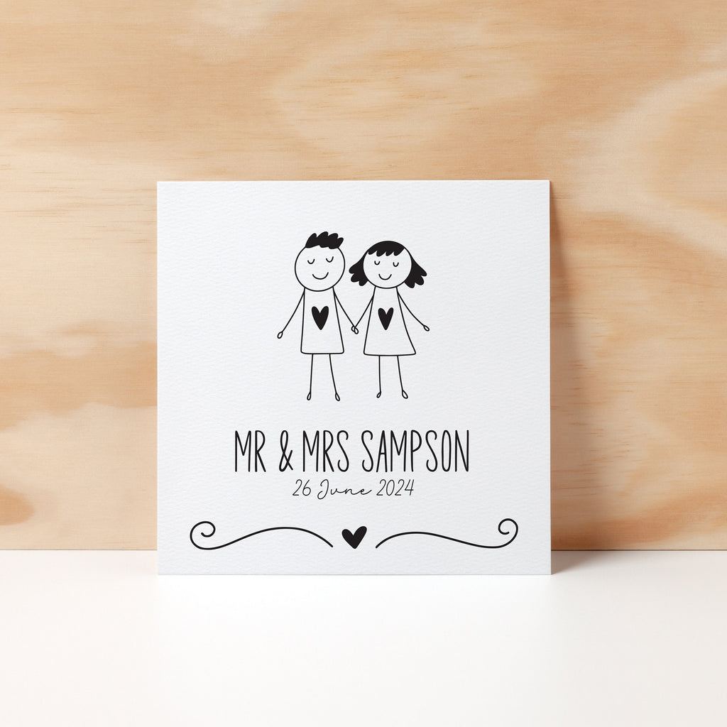 Personalised Wedding Greeting Card, Cute Black and White, Mr & Mr, Customised - Wedding Cards - Wedding Cards