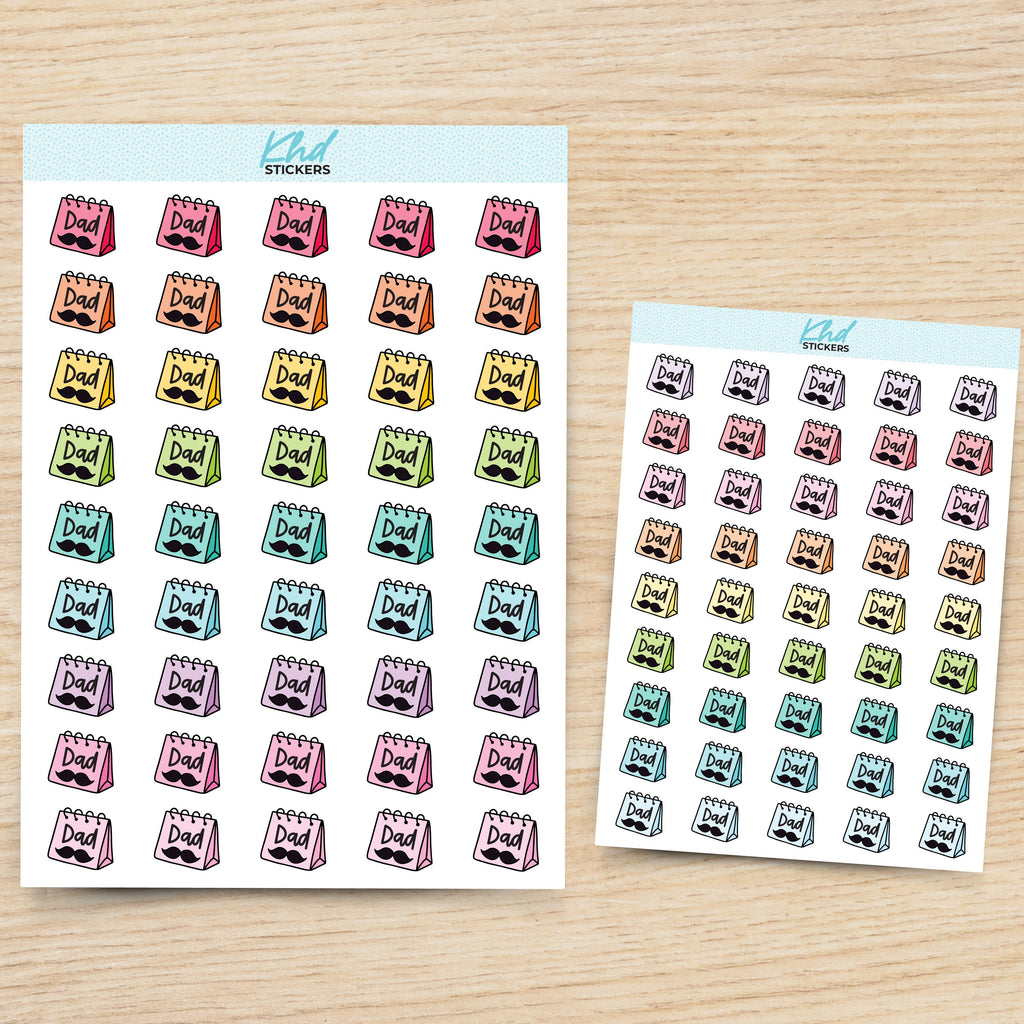 Dad Appointment Reminders Planner Stickers, with over 30 colours and 2 sizes. Removable Vinyl Stickers.