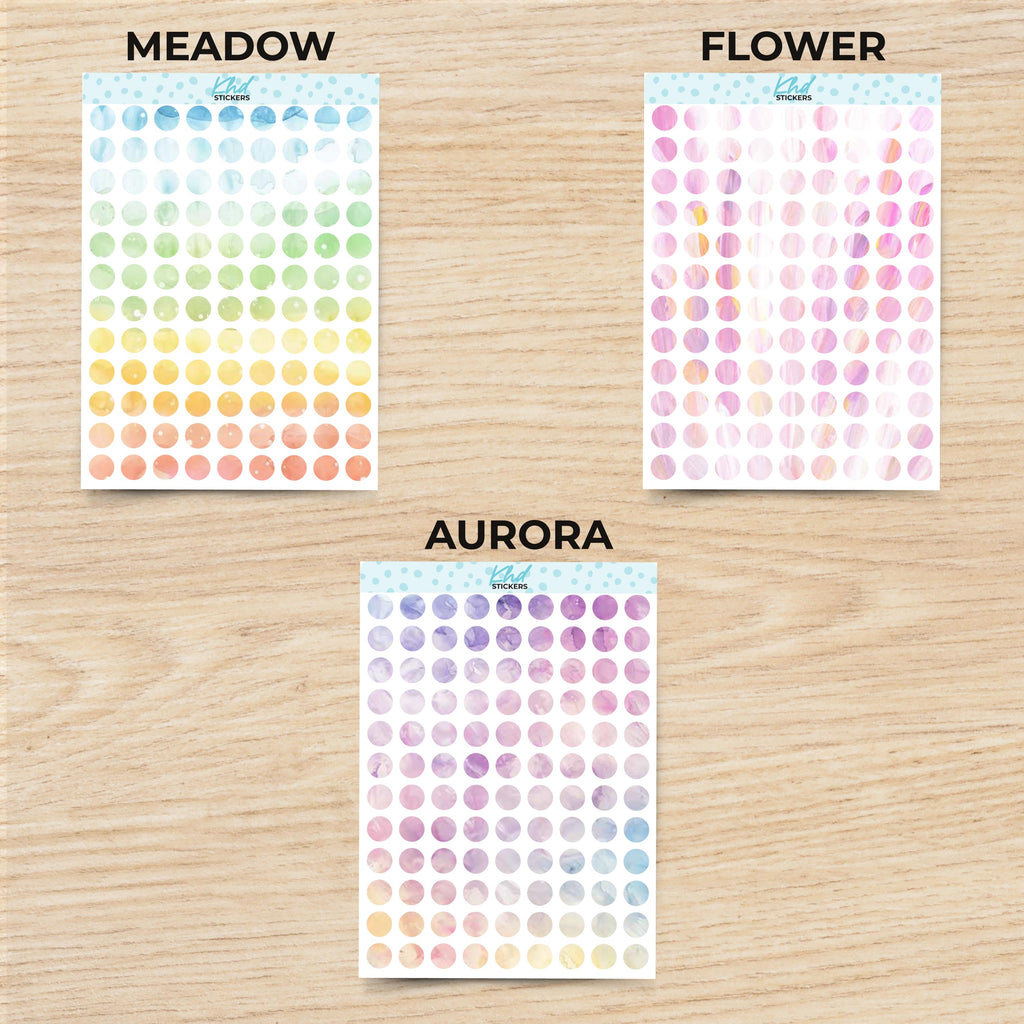 Medium Dots Planner Stickers, Watercolour Collection, Removable