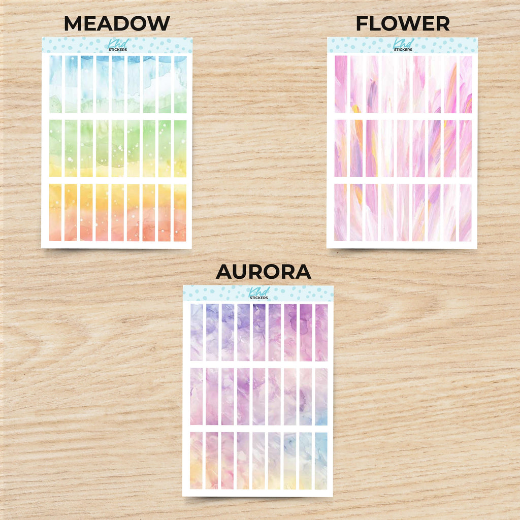 Watercolour Small Header Strips / Boxes Planner Stickers, Watercolour Collection, Removable