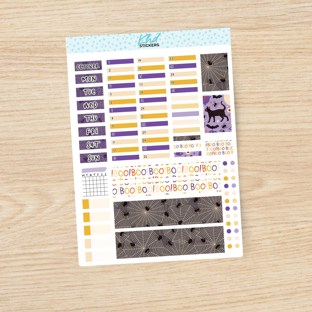 Dark Halloween Hobonichi Weeks Monthly View Planner Sticker Kit