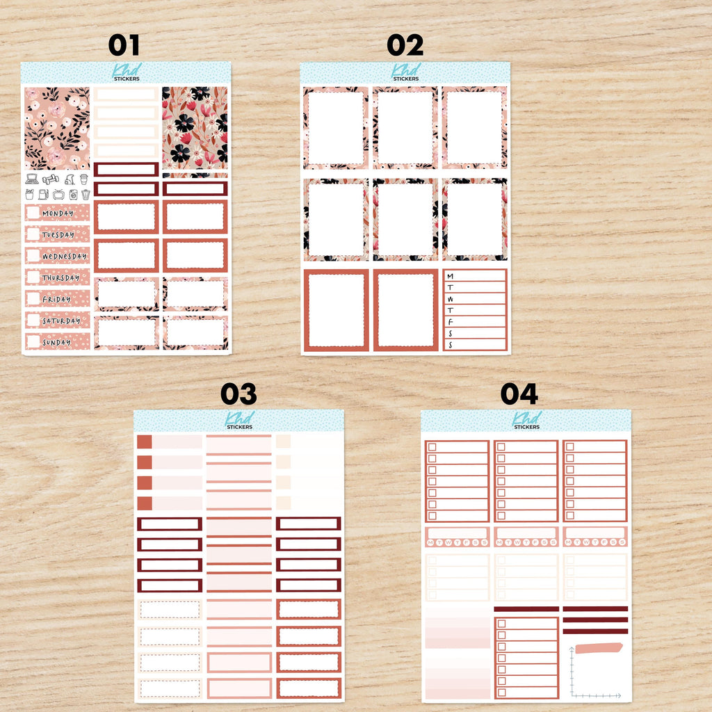 Vertical Floral Planner Sticker Set