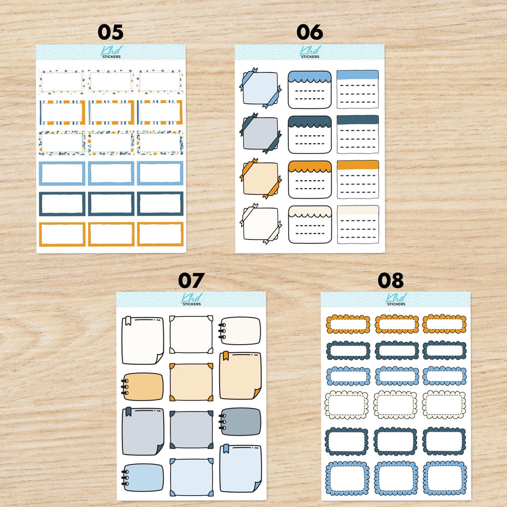 Vertical Blue & orange Floral Planner Sticker Set