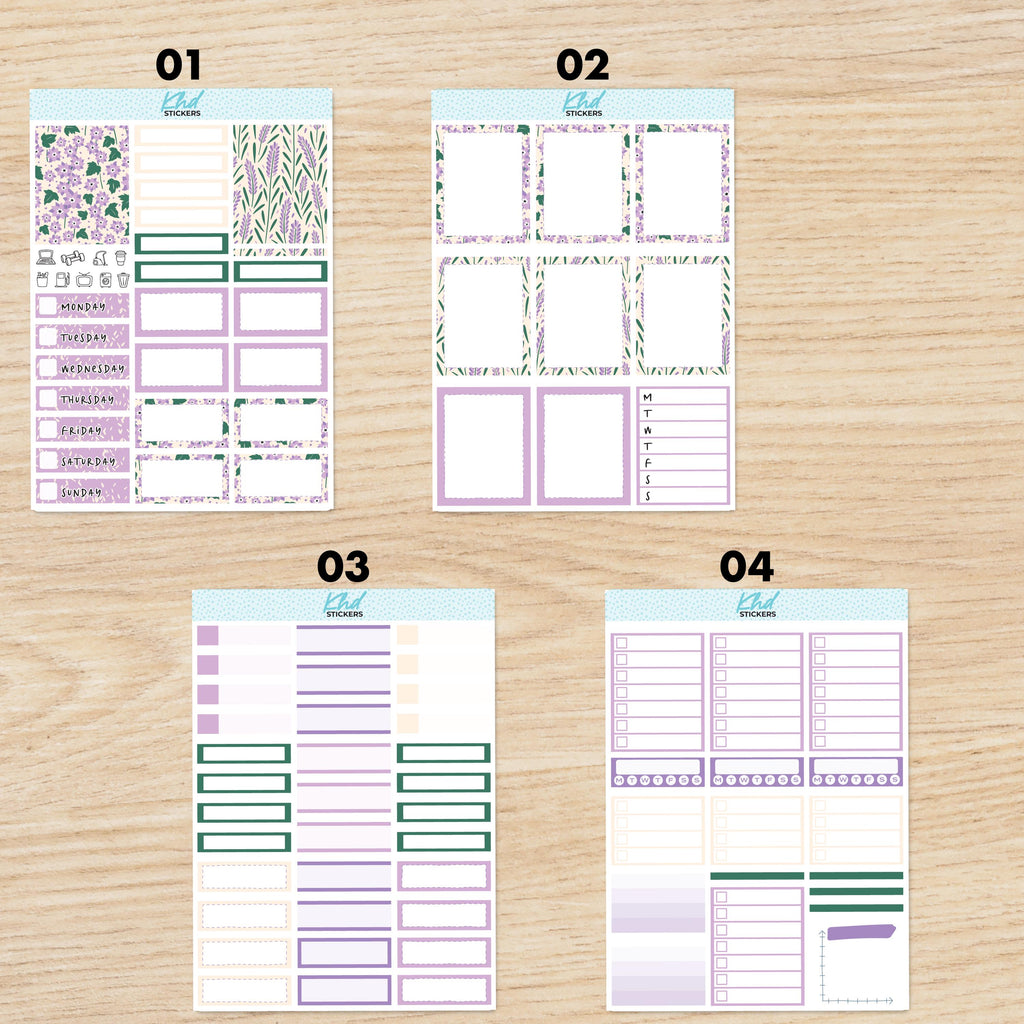 Pretty Purple Floral Vertical Floral Planner Sticker Set