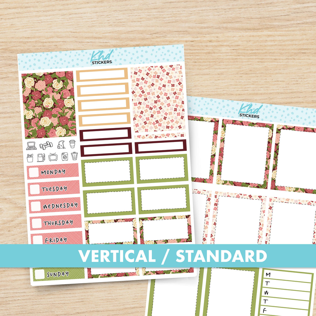 Country Meadow Vertical Floral Planner Sticker Set