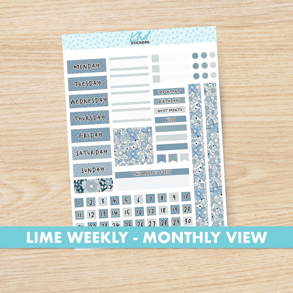 Boho Flower Lime Weekly Monthly View Planner Sticker Kit, Set 47022