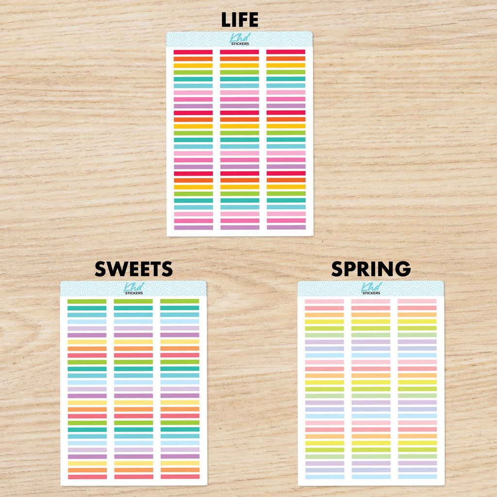 Divider & Border Stickers - Solid colours for designed for Hobonichi Cousin planner columns