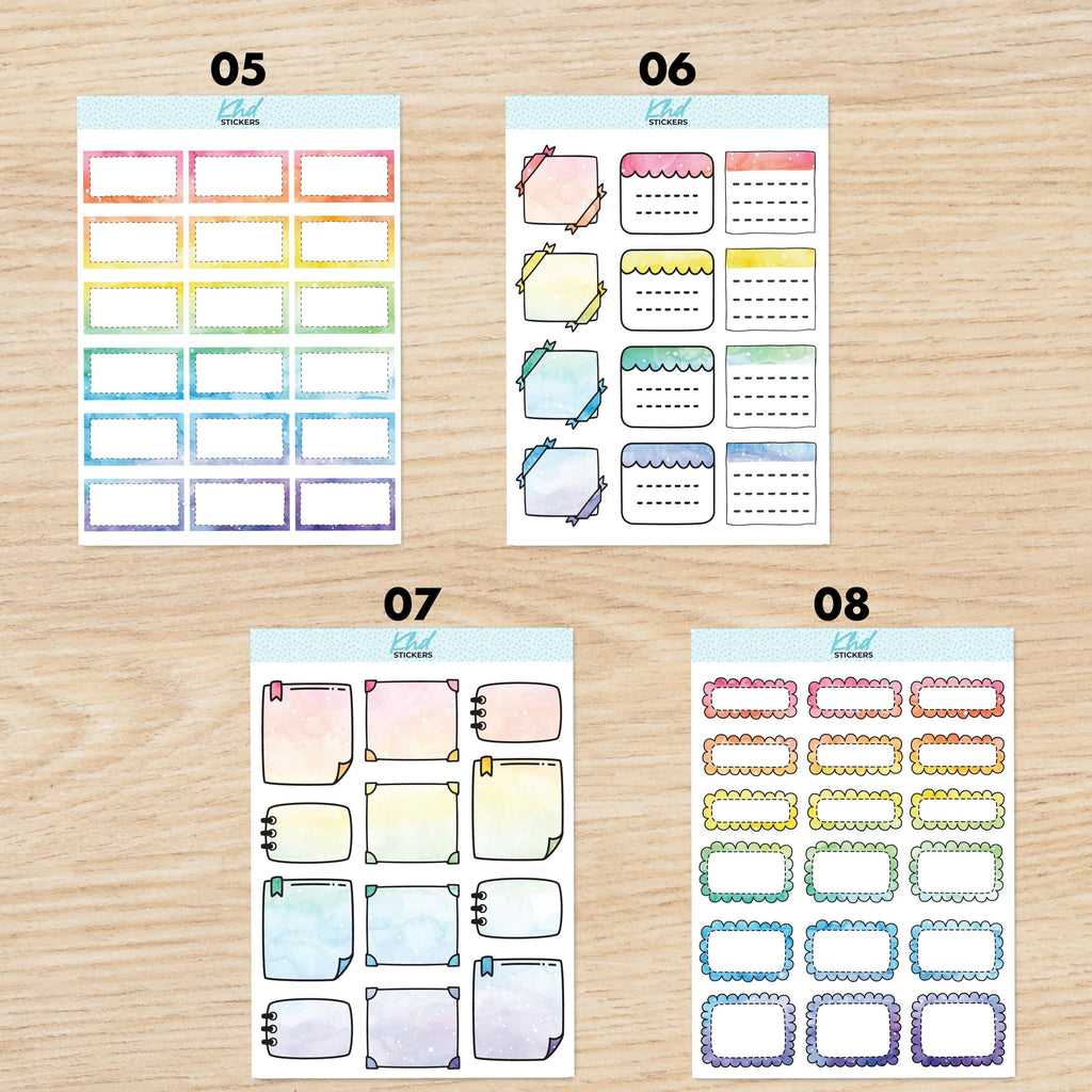 Rainbow Watercolour Vertical Planner Sticker Set, Set 47023