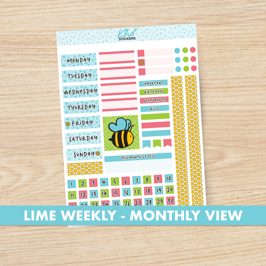 a planner sticker with a bee on it