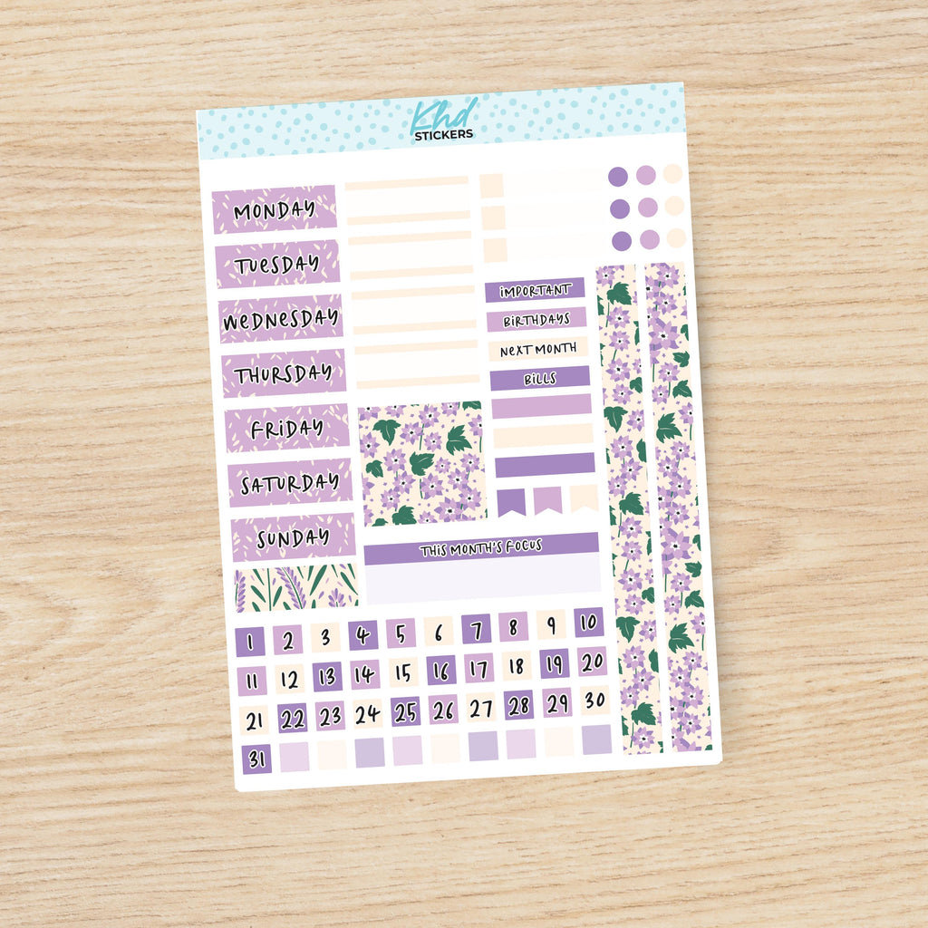 a planner sticker with a floral pattern on it