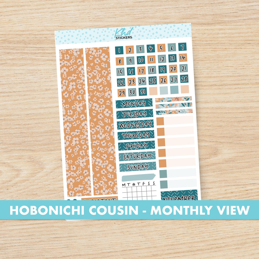 Wild Floral Hobonichi Cousin (A5) Monthly View Planner Sticker Kit