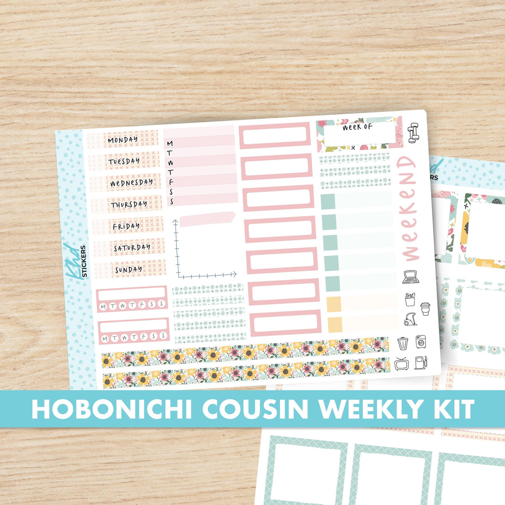 Pretty floral Sticker kit to fit Hobonichi Cousin (A5) planner