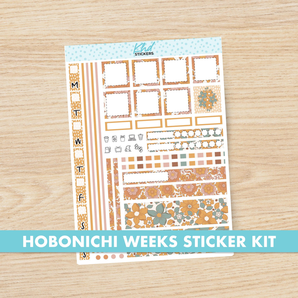 Vintage Floral sticker kit to fit Hobonichi Weeks