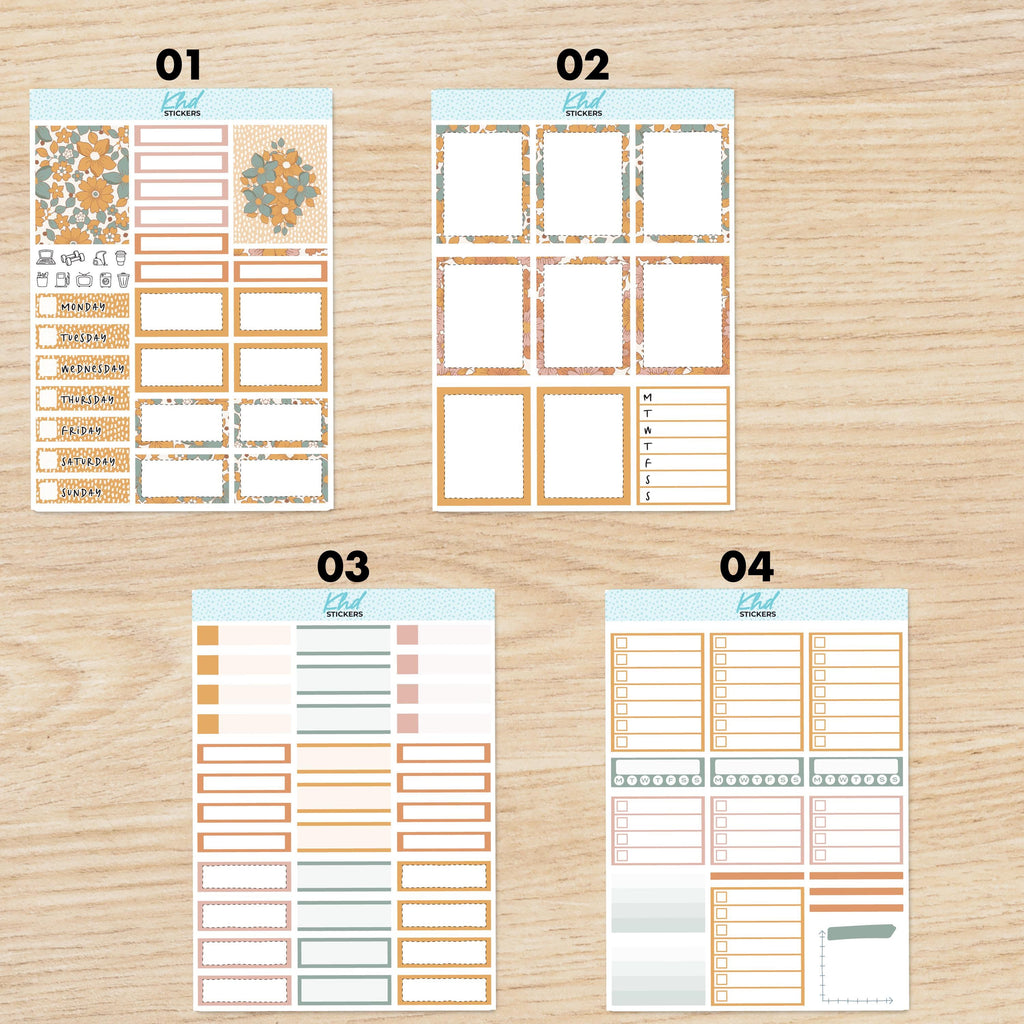 Vintage Floral Vertical Planner Sticker Set