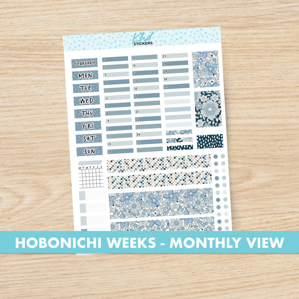 Boho Flower Hobonichi Weeks Monthly View Planner Sticker Kit, Choice of Months, Set 47022