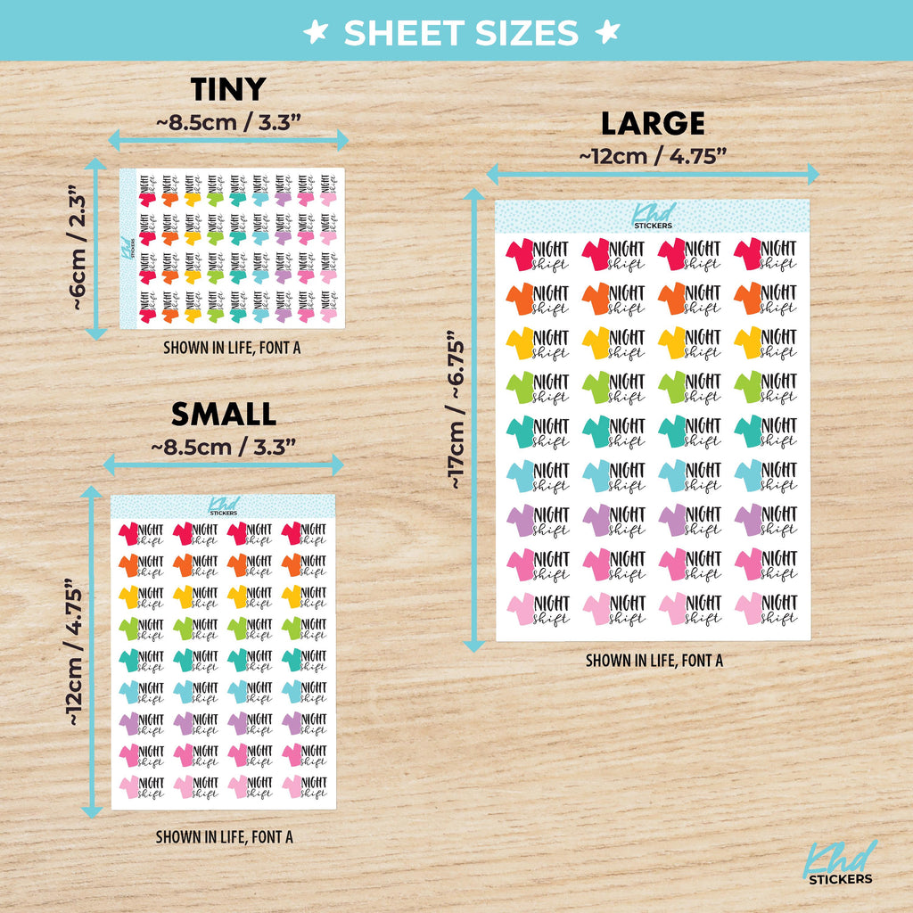 Night Shift - Medical and Nurse Scrubs Shift Planner Stickers